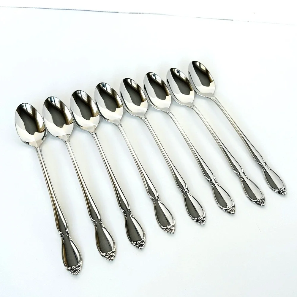Oneida Stainless Flatware CHATELAINE Lot of 8 Iced Tea Spoons
